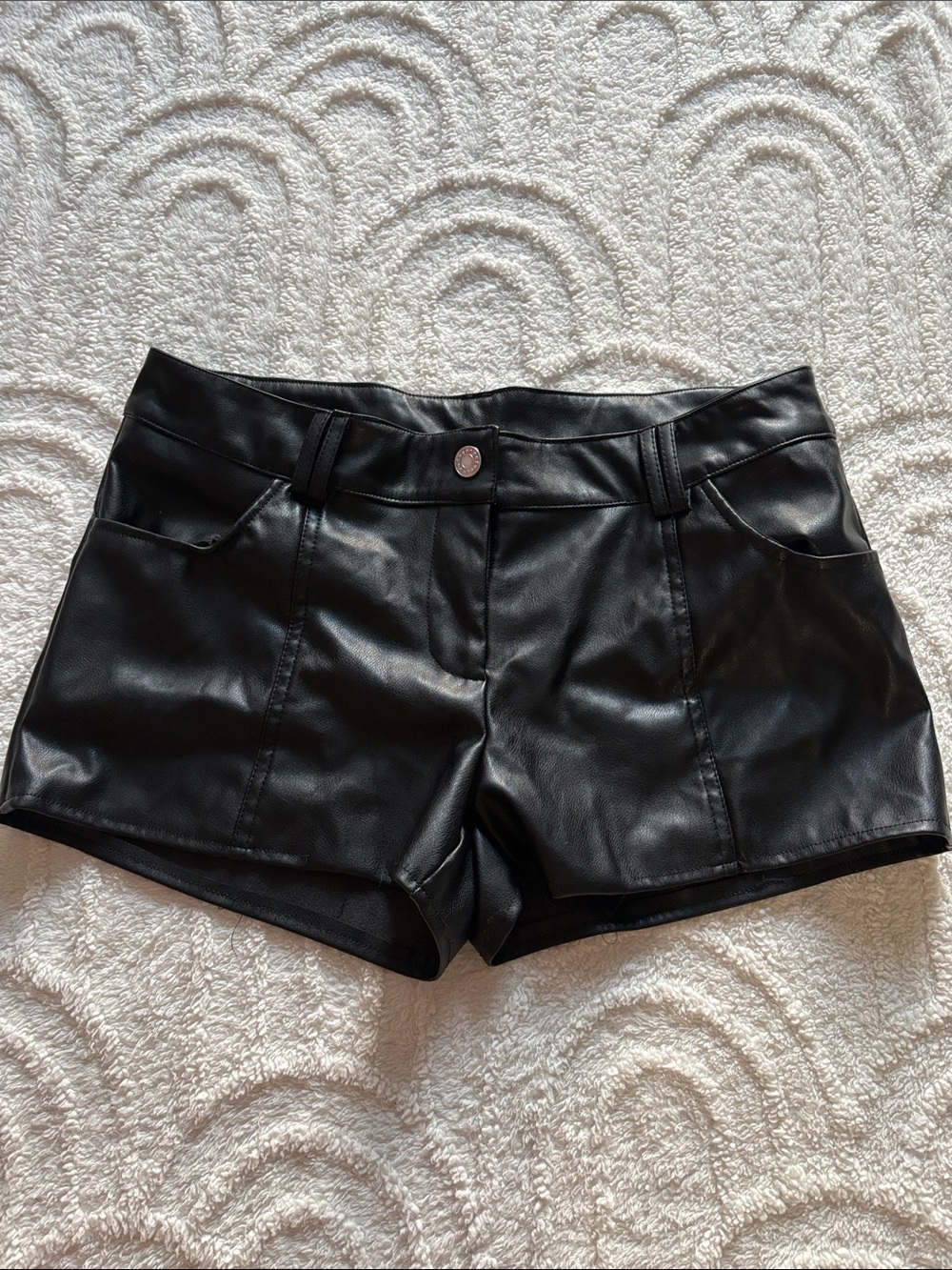 Urban Heritage Black Faux Leather Jean Shorts